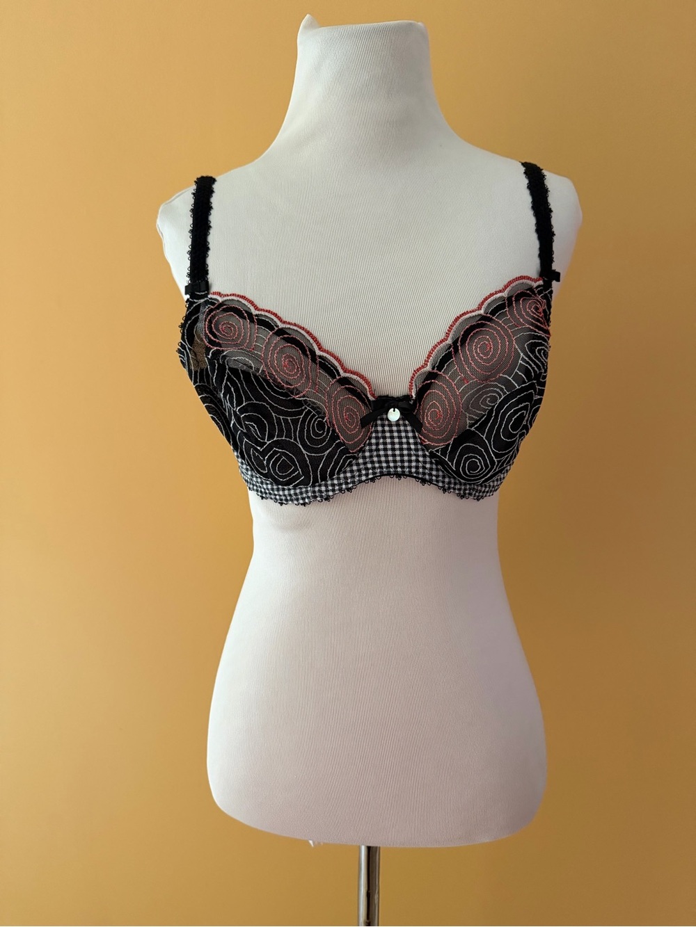 Freya Saskia Underwire Black Bra with Pink Swirl 36D
